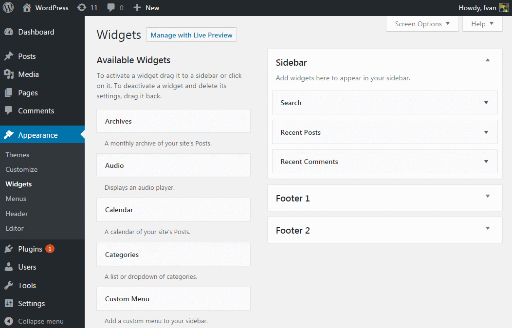 WordPress widgets