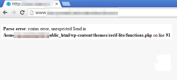 Fix Syntax Error In WordPress
