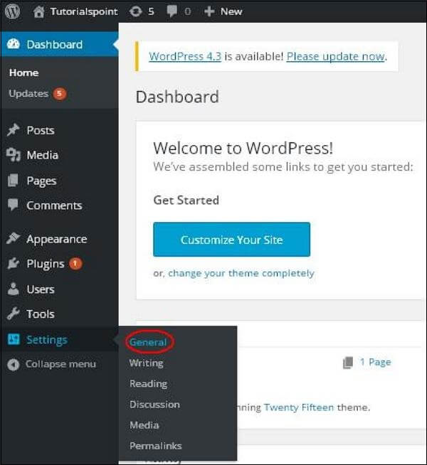 settings in wordpress