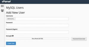 Add user Database in MySQL