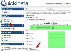 QuickInstall WordPress