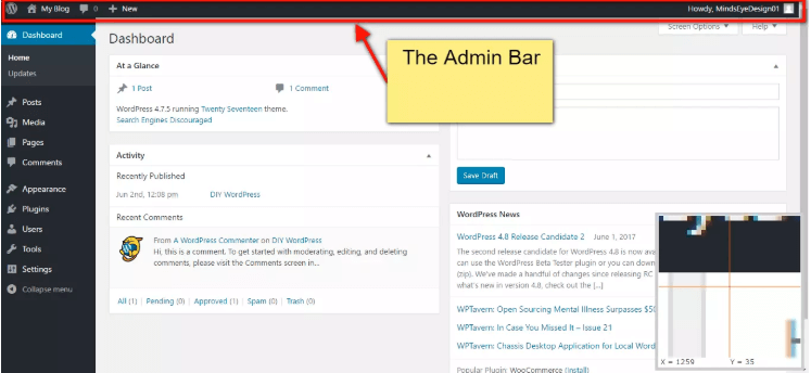 wordpress admin bar