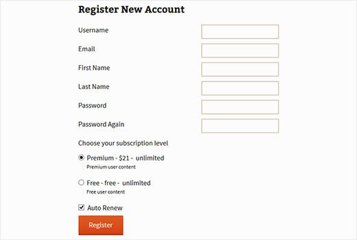 restrict content pro signupform