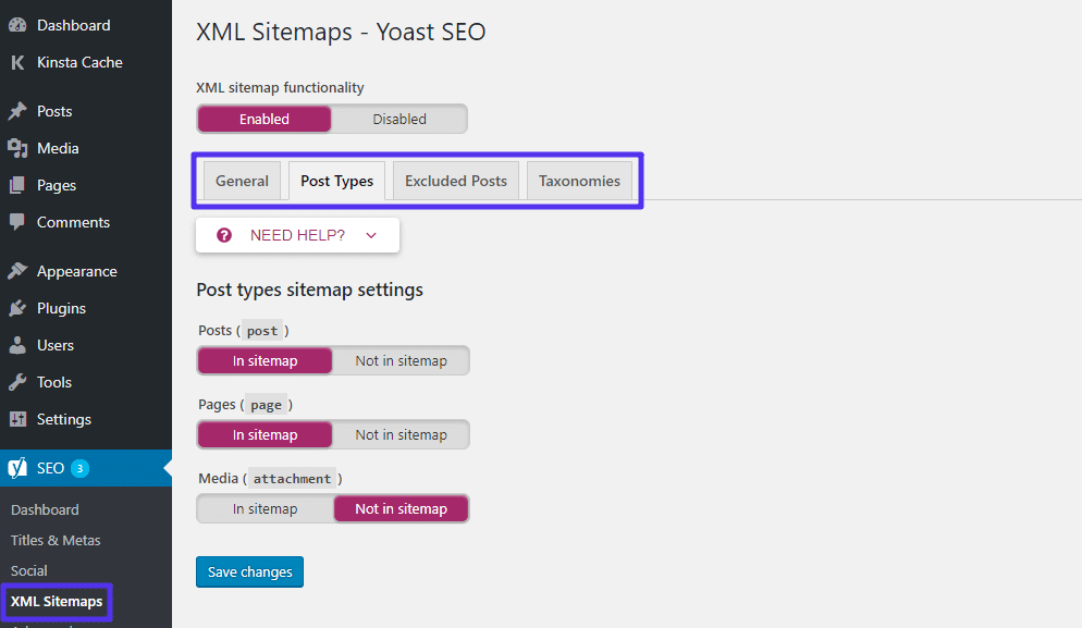 XML sitemap option