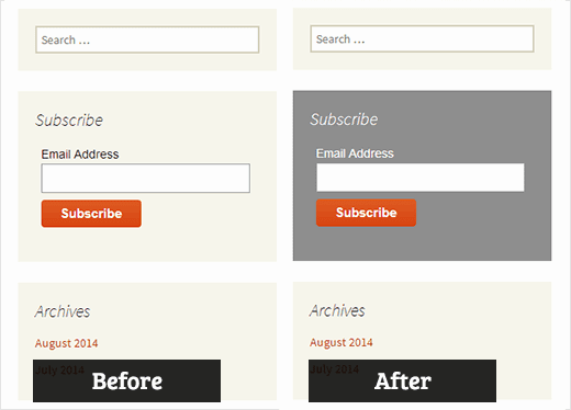 Use Custom Styles for Widgets before after