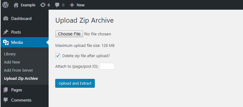 Upload ZIP archive