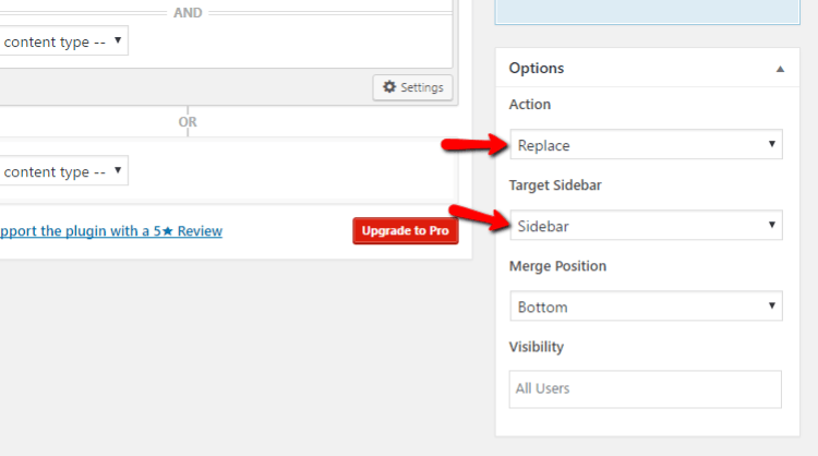 different sidebars for different pages