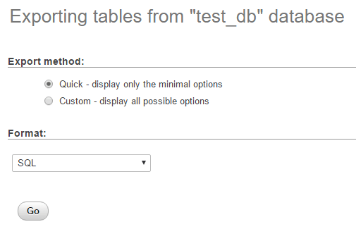 export mysql database in phpmyadmin