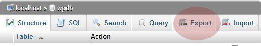export tab phpmyadmin