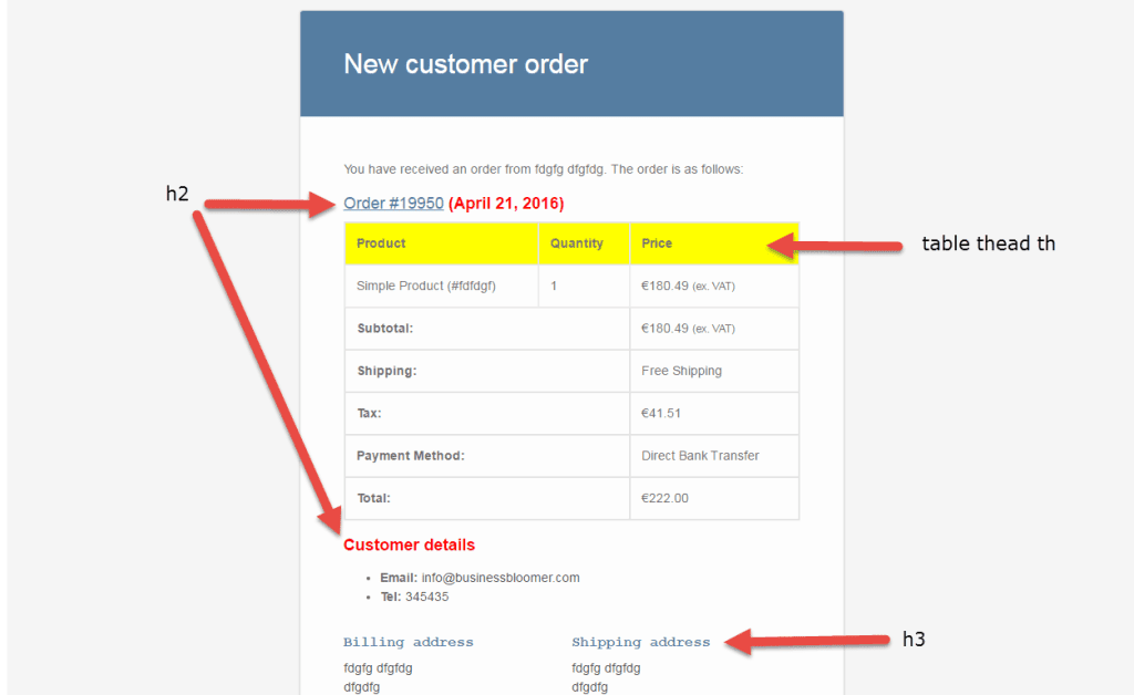 woocommerce customize email css