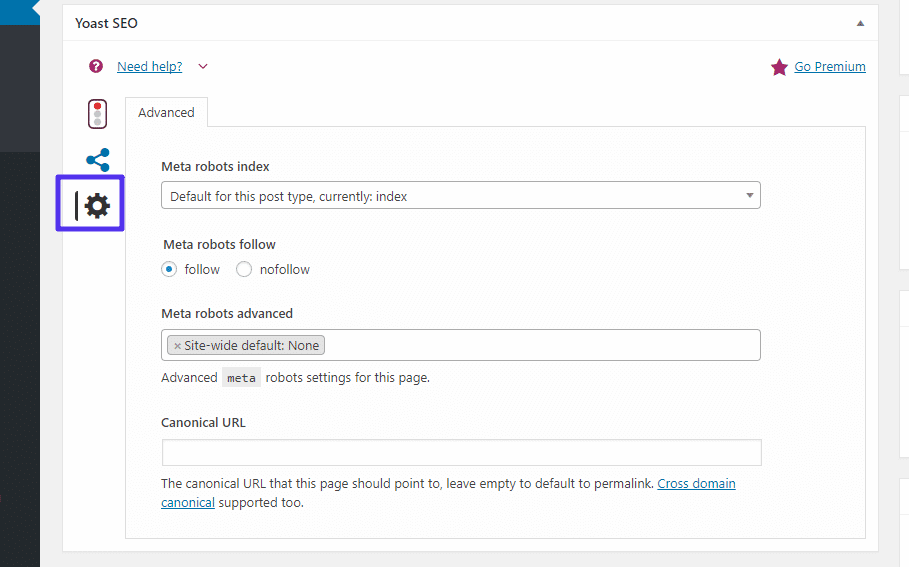 yoast seo advanced tab
