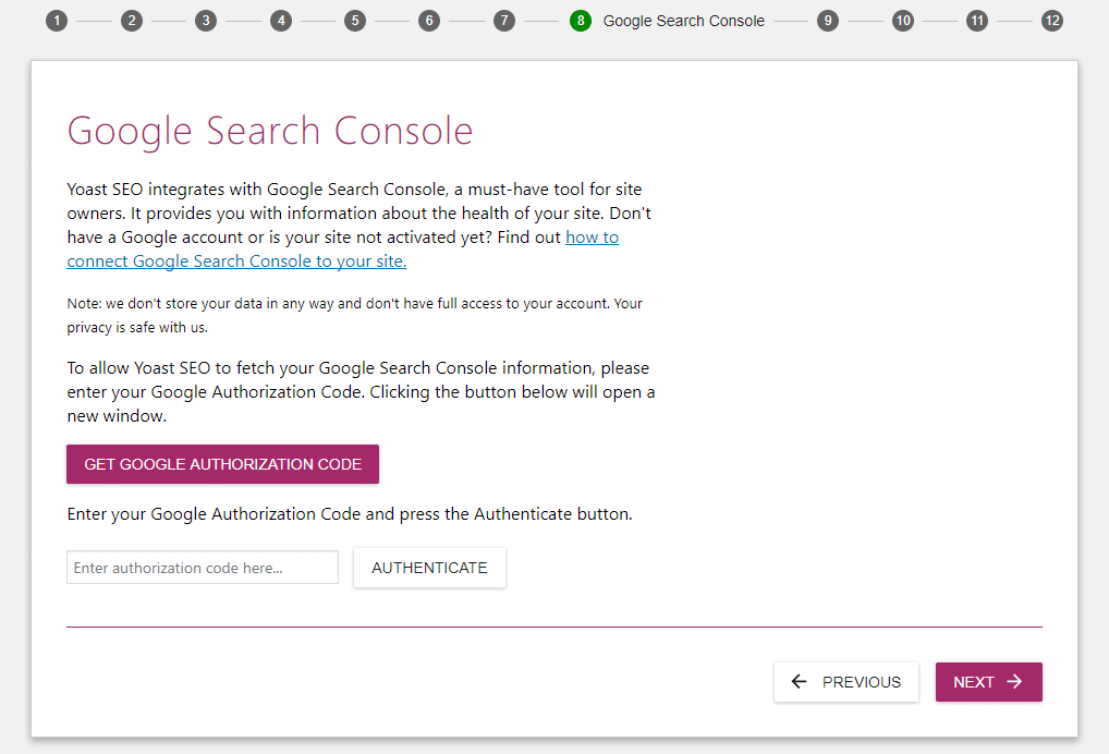 yoast seo google search console