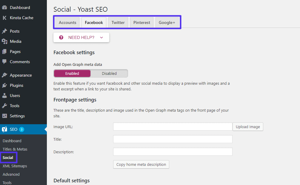 yoast social option