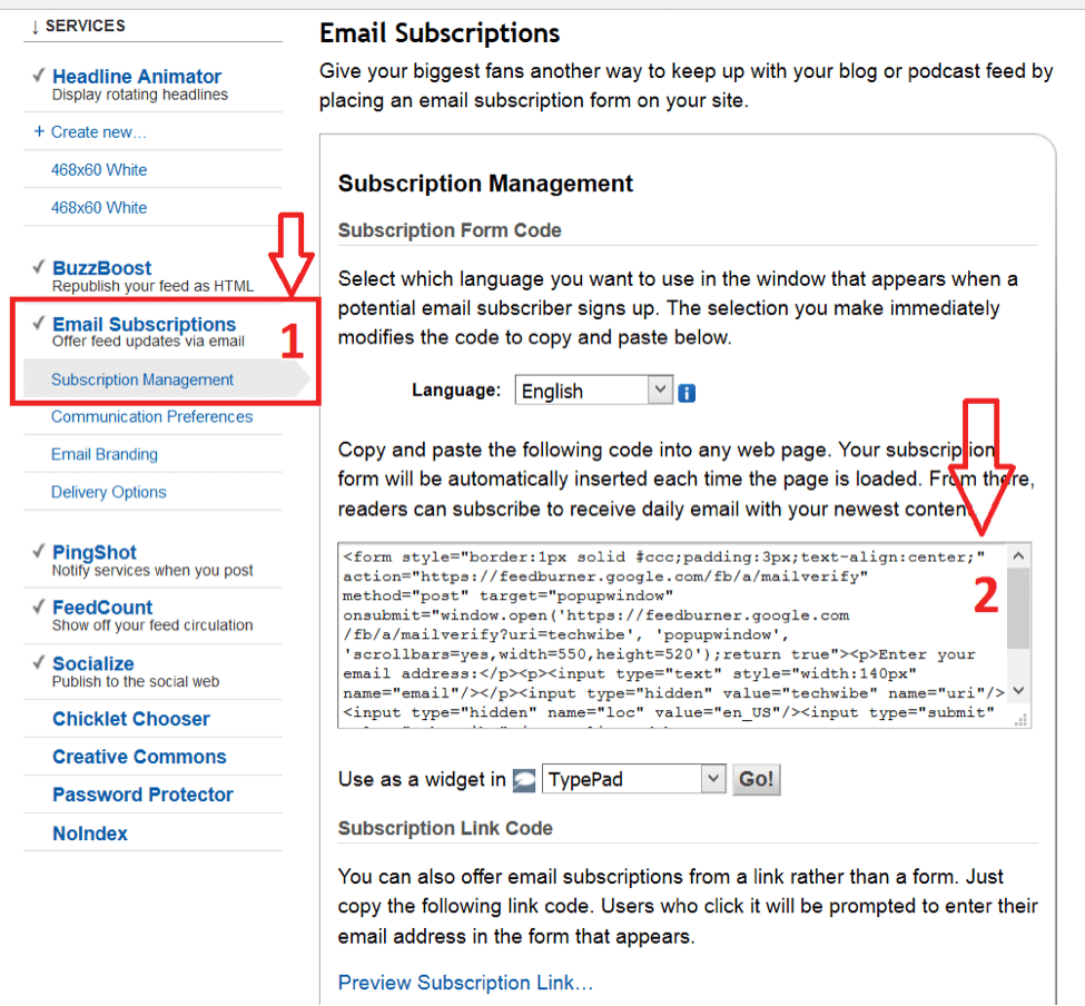 Subscription Form Code