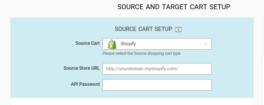 Source and target cart Setup