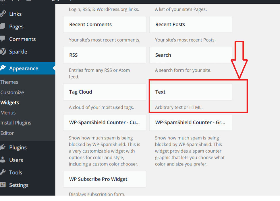  WordPress admin dashboard