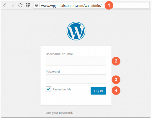 WordPress login page