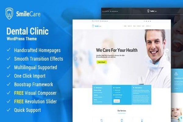 SmileCare Dentist WordPress theme 