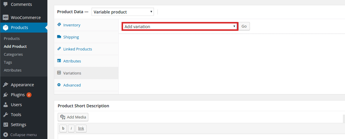 WooCommerce product variation