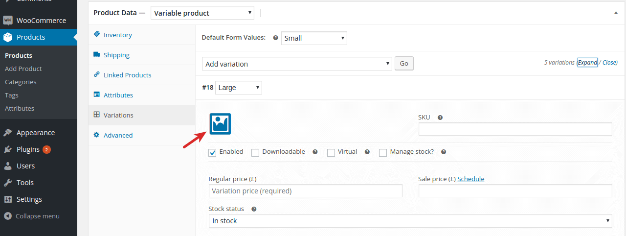 WooCommerce product variation