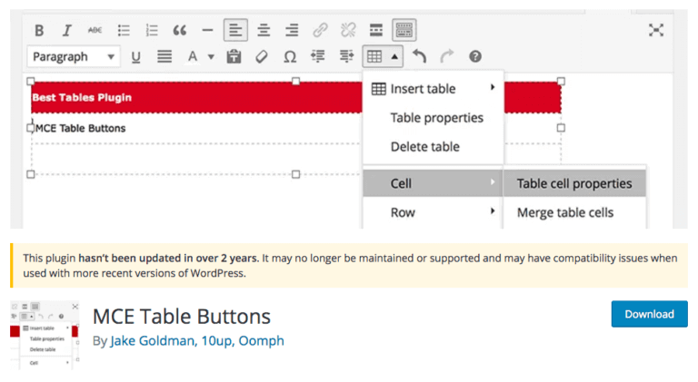 Inserting Tables in WordPress Using MCE Table Button