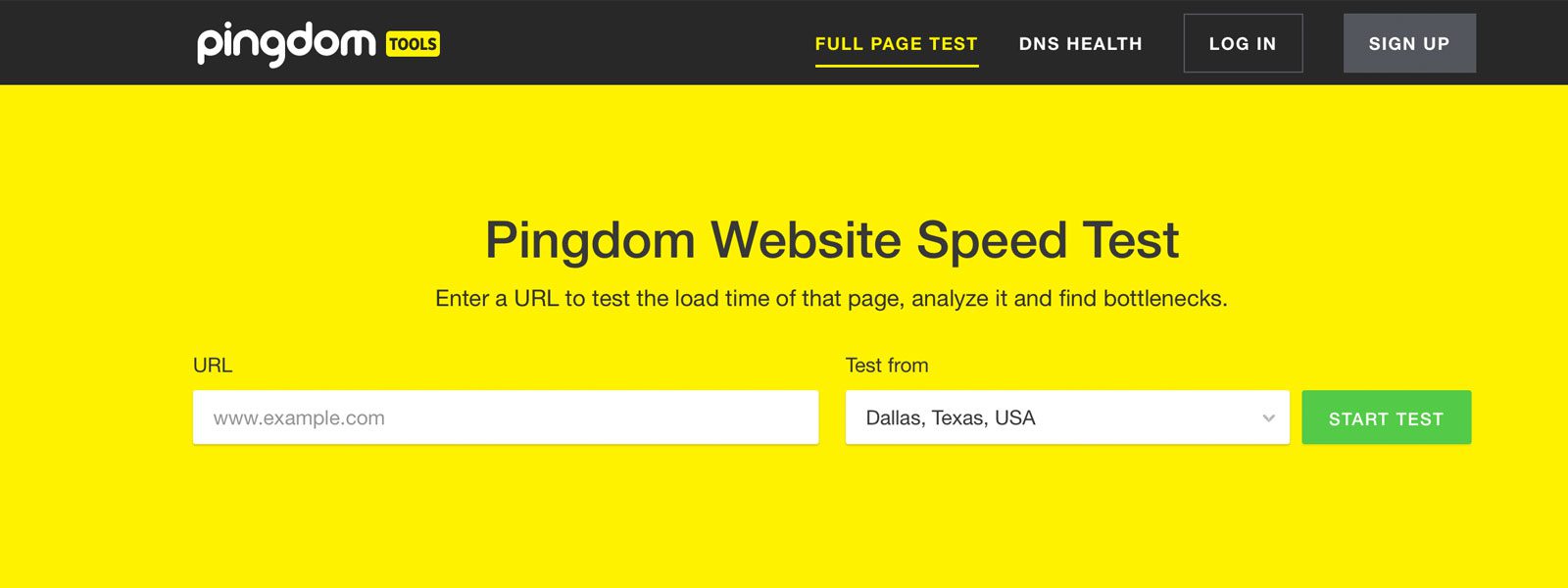 pingdom website speed test