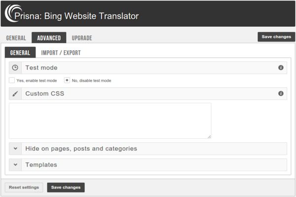 Bing website translator plugin