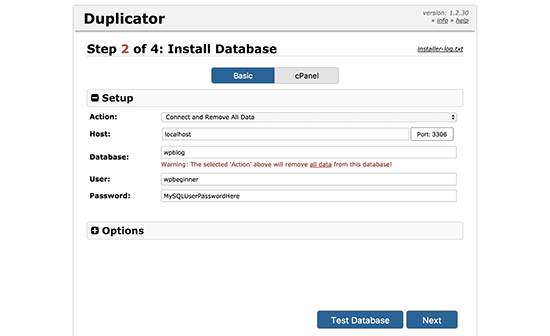 connect database