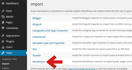 importing wp