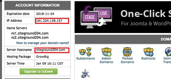 server ip hostname