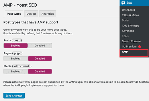 AMP yoast SEO