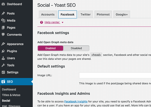 Add Facebook OG Meta Data with social Yoast SEO