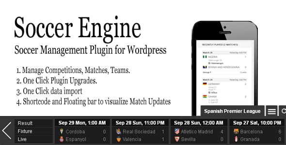 soccer engine wordpress management plugin