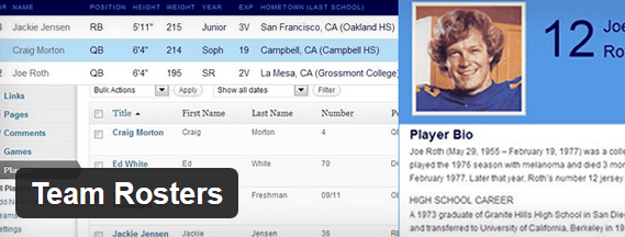 Team Rosters, WordPress sports plugins