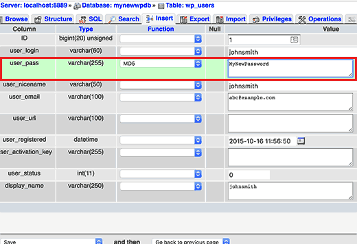 WordPress Admin Password on Localhost