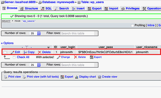 WordPress Admin Password on Localhost