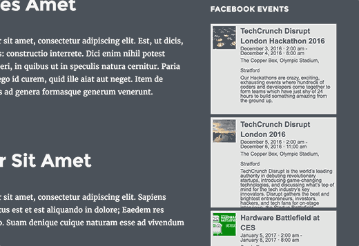 widget FB events