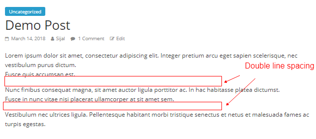 Adding double line spacing