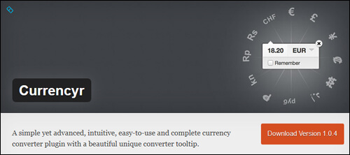 currencyr currency converter plugin