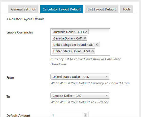 default calculator layout