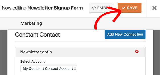 form builder save settings