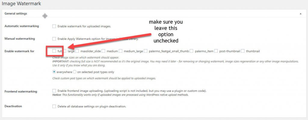 image watermark general settings
