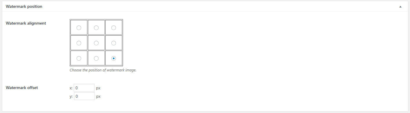image watermark wordpress plugin position settings