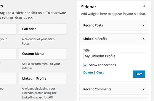 linkedin profile widget