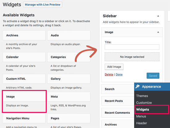 Add an Image Using The Image Widget in WordPress
