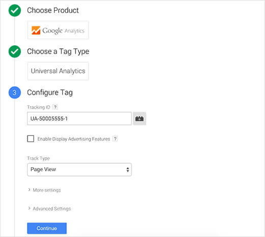 UA tracking ID in google tab manager