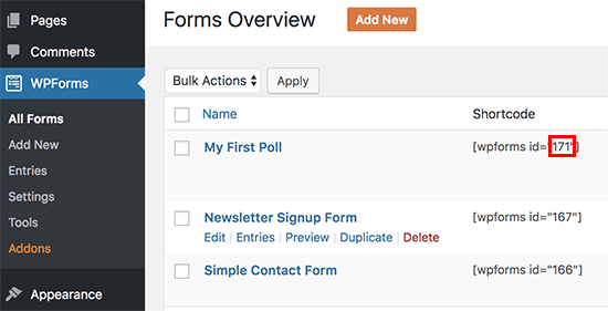 WPForms ID