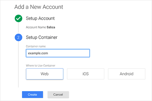 Google tag manager container