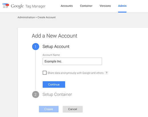 Setup Google Tag Manager