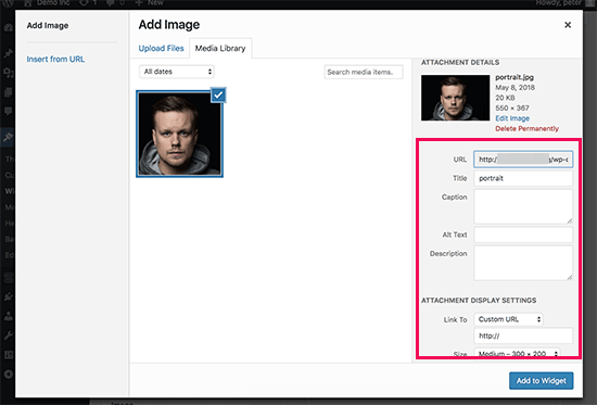 Add an Image Using The Image Widget in WordPress - 2